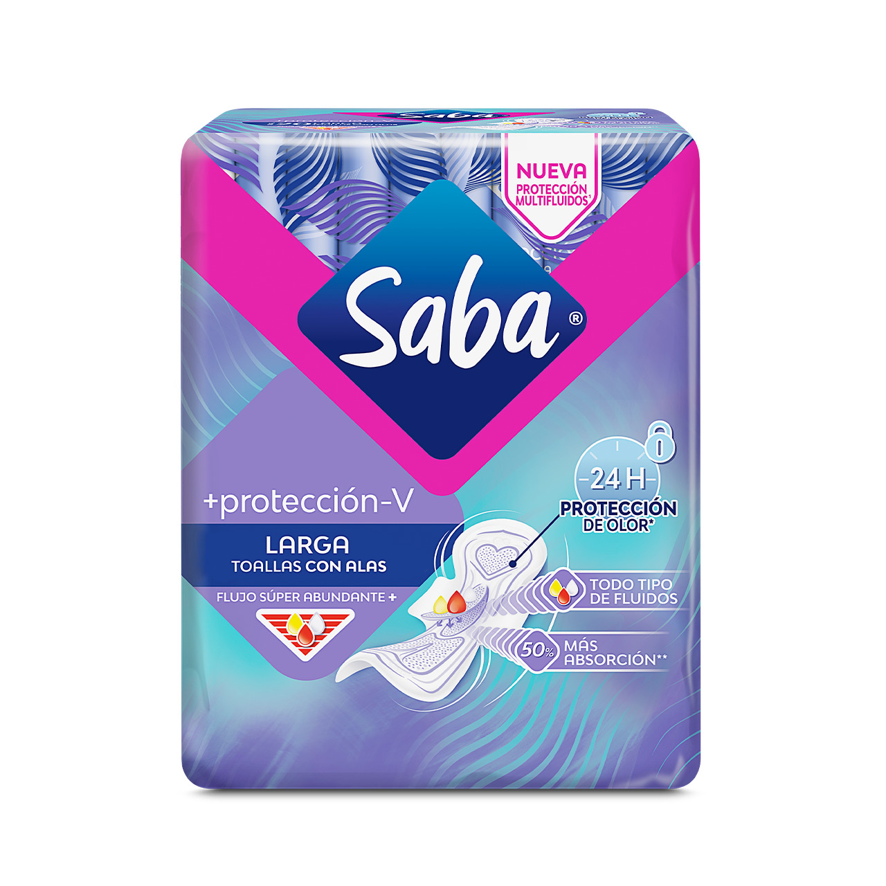 Saba® Toalla femenina + Protección Larga